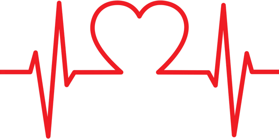 a heart beat symbol on a black background, by derek zabrocki, hurufiyya, thin red lines, sitting down, nurse, they are in love