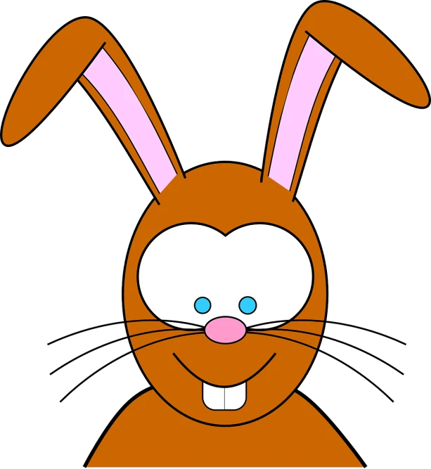 a cartoon bunny with a big smile on his face, a digital rendering, by Andrei Kolkoutine, pixabay, on black background, wearing a brown, colored accurately, gif