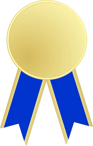 a gold medal with a blue ribbon around it, pixabay contest winner, computer art, gold and black blu, a tall, very very low quality picture, long