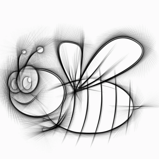 a black and white drawing of a bee, by Konrad Krzyżanowski, digital art, scribble art, aaaaaaaaaaaaaaaaaaaaaa, cute digital art, ambient oclusion