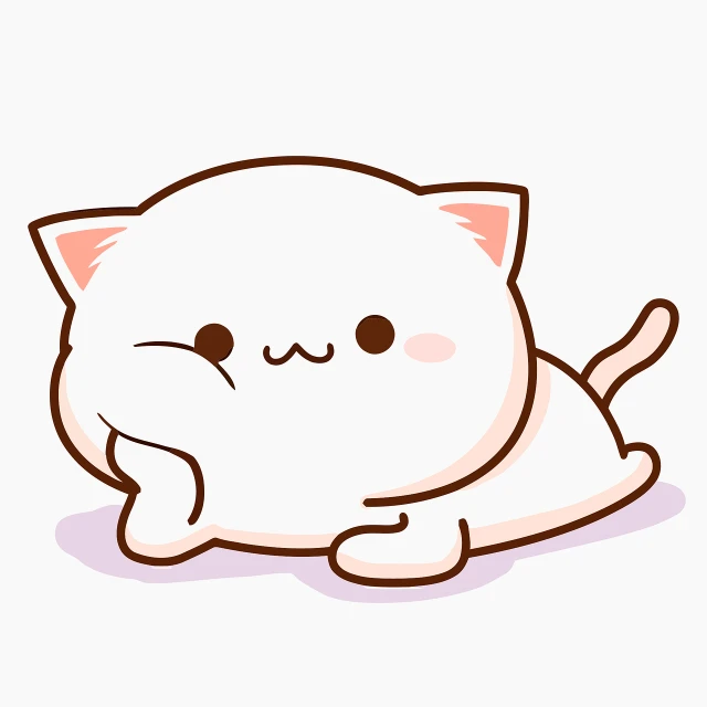 a cat that is laying down on the ground, an anime drawing, mingei, clean white lab background, gif, japanese kawaii style, created in adobe illustrator