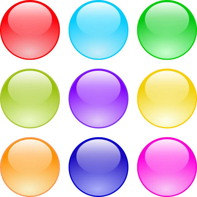 a set of colored buttons on a white background, an illustration of, by John Button, flickr, digital art, translucent eggs, bubble gum, stained glass style, smooth oval head