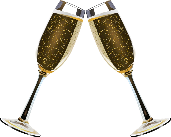 two glasses of champagne on a white background, pixabay, happening, higher detailed illustration, glitter, with square glasses, very detailed illustration