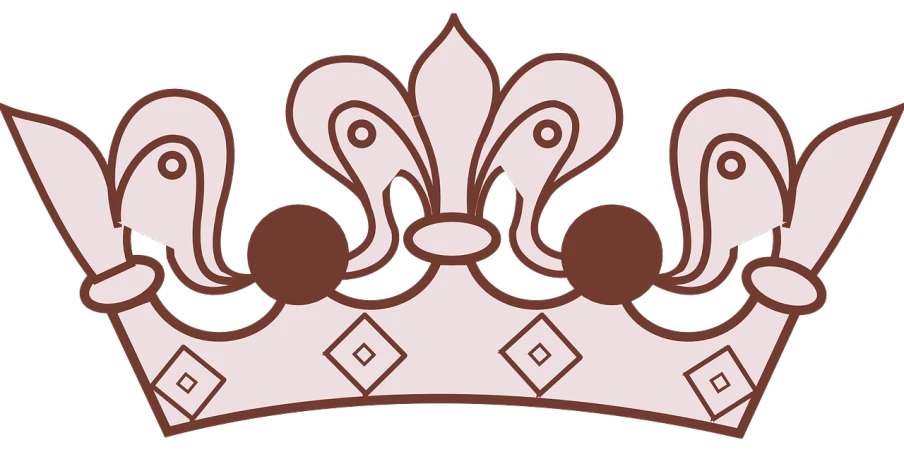 a brown and white crown on a black background, pixabay, art nouveau, brown and pink color scheme, detaild, cad, plain