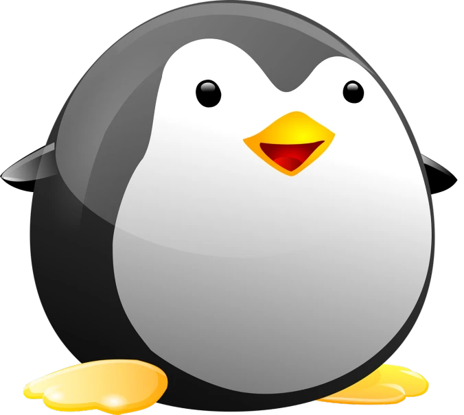 a black and white penguin with a yellow beak, an illustration of, computer art, very cute, squishy, jewel, stunning graphics