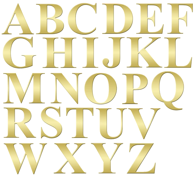 a set of gold letters on a black background, gold trim, basic, vista, tudor