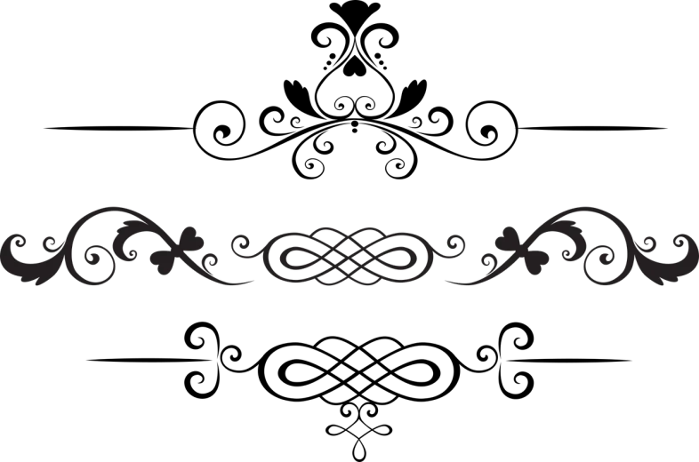 a decorative design on a black background, an album cover, inspired by Luigi Kasimir, deviantart, chrome hearts, solid black #000000 background, zoomed out very far, celtic