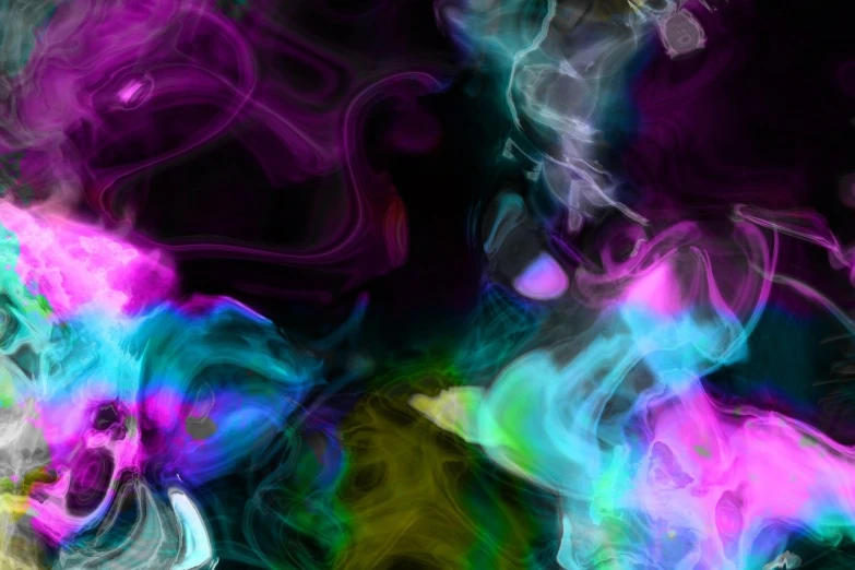 a close up of colored smoke on a black background, digital art, inspired by Kim Keever, digital art, purple and pink and blue neons, blurred and dreamy illustration