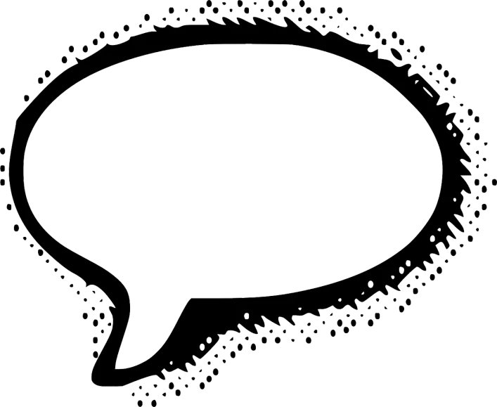 a black and white drawing of a speech bubble, lineart, by Elmyr de Hory, reddit, ascii art, made in paint tool sai2, background ( dark _ smokiness ), cad, uploaded