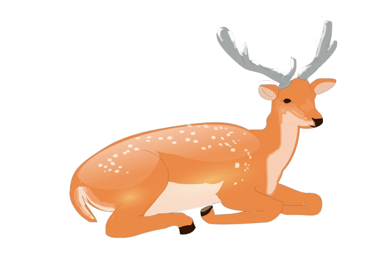 a deer that is laying down on the ground, a digital painting, mingei, made in paint tool sai2, very accurate photo, clipart