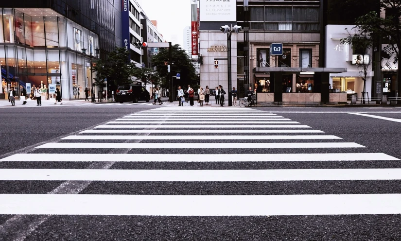 a crosswalk in the middle of a city street, a picture, inspired by Sesshū Tōyō, excessivism, run for your life, striped, black! and white colors, 🚿🗝📝