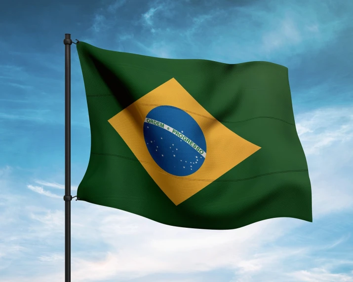 the flag of brazil flies high in the sky, shutterstock, 3d cg, document photo