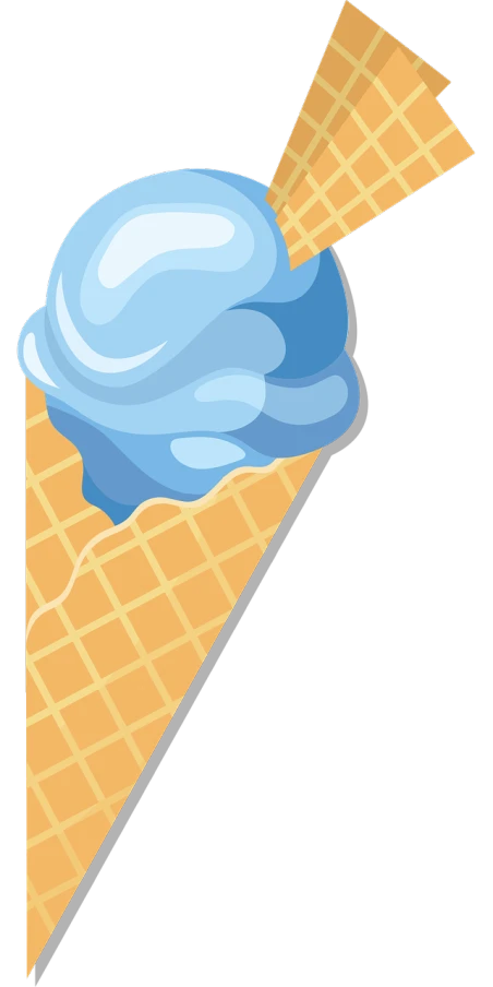 a blue ice cream in a waffle cone, an illustration of, by Matthias Stom, shutterstock, black backround. inkscape, background image, empty background, smooth illustration