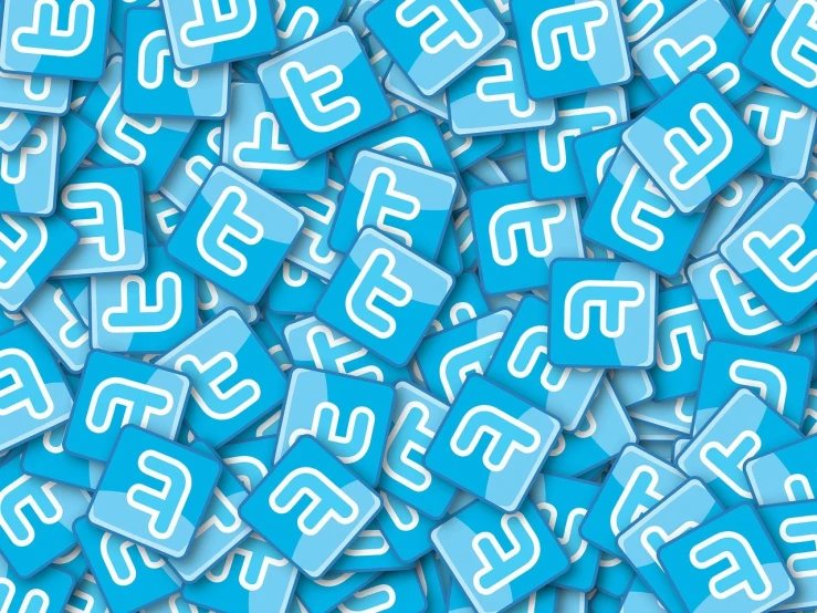 a pile of blue and white letters sitting on top of each other, tumblr, twitter, icon pattern, nano, of