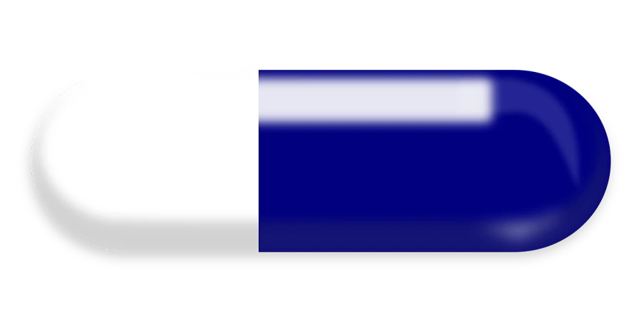 a blue and white pill on a black background, a computer rendering, inspired by Barnett Newman, flickr, bauhaus, clear detailed view, rgba colors, vexillology, lacquered