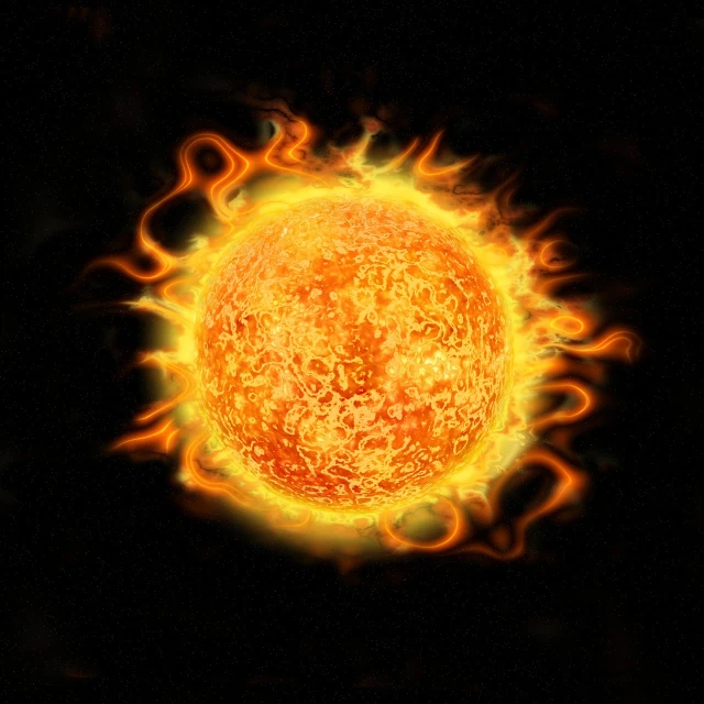 a close up of a sun on a black background, by Xul Solar, digital art, highly detailed fire tendrils, mobile wallpaper, starry, optimus sun orientation
