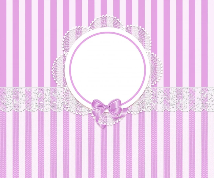 a pink striped background with a lace border and a bow, digital art, round design, violet, lolita fashion, portlet photo