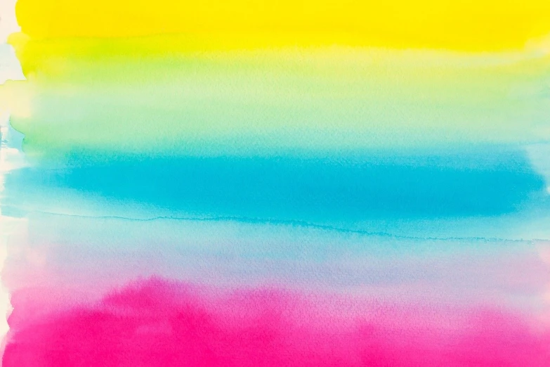 a close up of a watercolor painting on a piece of paper, color field, rainbow stripe background, bright uniform background, turquoise pink and yellow, fancy background