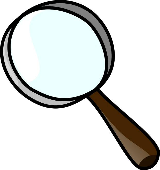 a magnifying glass with a wooden handle, an illustration of, inspired by Masamitsu Ōta, pixabay, mingei, sharp focus illustration, on a flat color black background, -4, blank