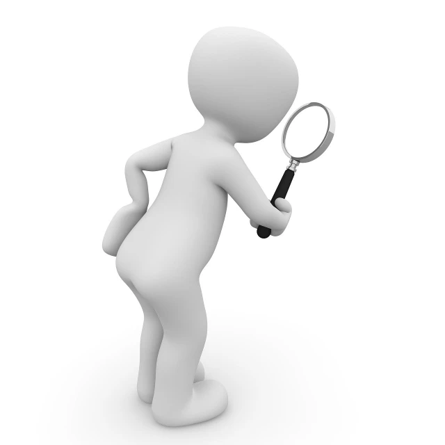 a person looking through a magnifying glass, pixabay, raytraced render, full body image, white, do you want to know