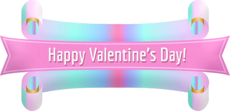 a pink ribbon with the words happy valentine's day, a digital rendering, inspired by Valentine Hugo, sōsaku hanga, 1 8 mm wide shot, vaporwave lights, 2010, mint