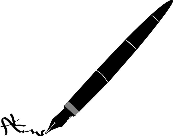 a black and white drawing of a pen, lineart, inspired by Slava Raškaj, reddit, minimalism, black backround. inkscape, in orbit, ms paint, nighttime