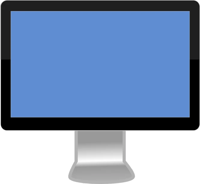 a computer monitor with a blue screen, a computer rendering, by Andrei Kolkoutine, pixabay, computer art, blue / grey background, black interface, single flat colour, hd picture