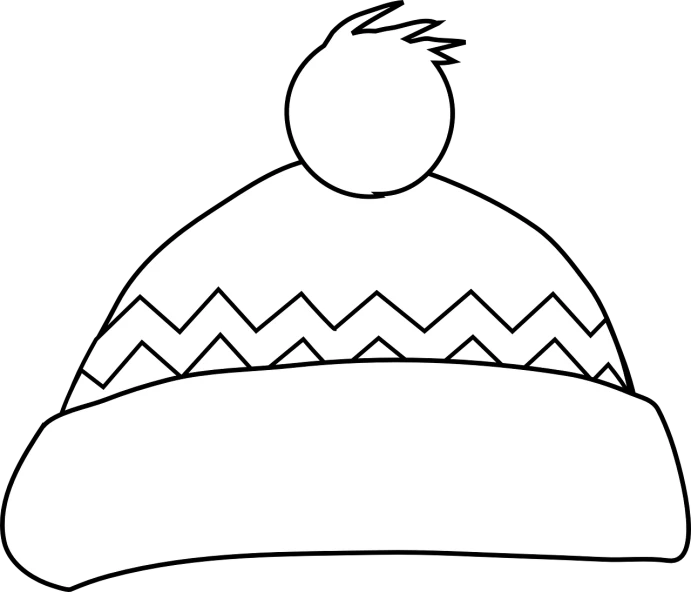 a black and white picture of a winter hat, lineart, pixabay, digital art, on a flat color black background, no gradients, coloring pages, anthropomorphic silhouette