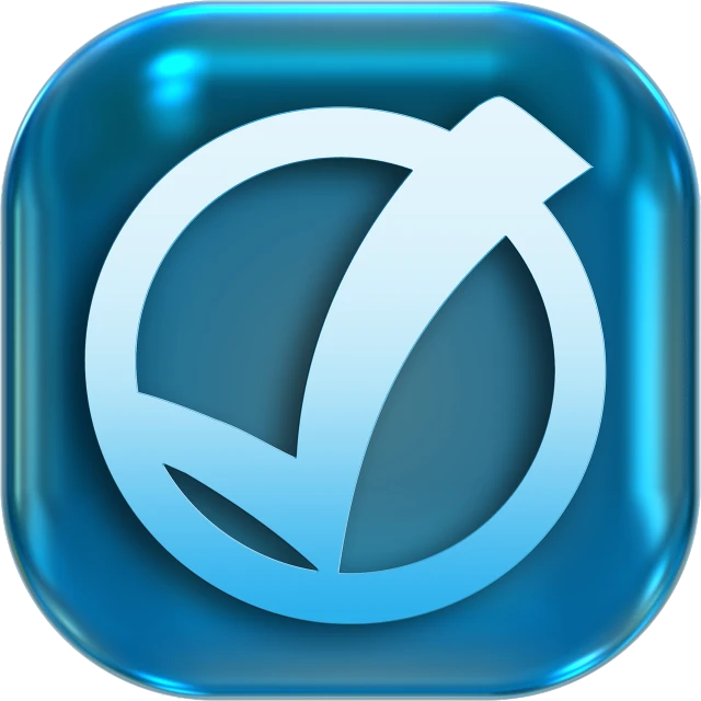 a blue button with a check mark on it, by Julian Allen, digital art, 3 d icon for mobile game, modern very sharp photo, transparent labs, torrent