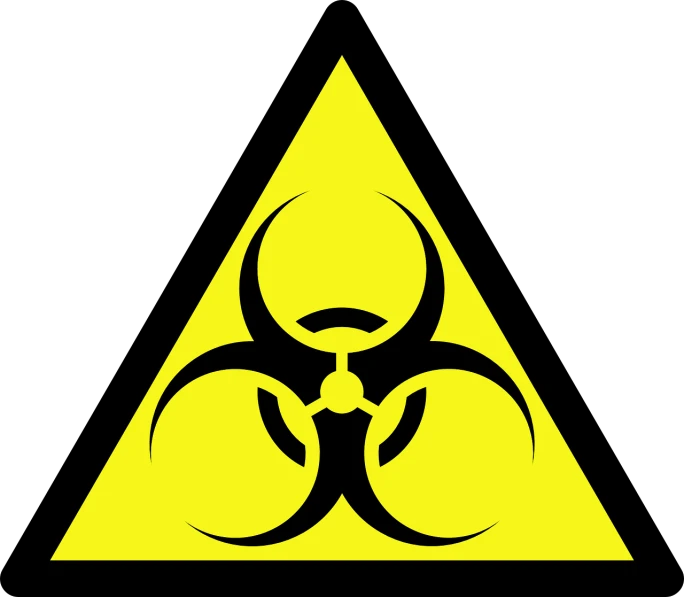 a yellow biohazard sign on a black background, an illustration of, nuclear art, organic, graphic illustration, crimes, antgerm
