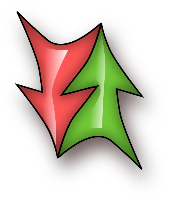 a red and green christmas tree on a black background, vector art, deviantart, graffiti, lightning mage spell icon, with two arrows, cutie mark, shoulder patch design
