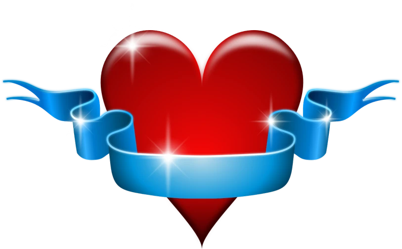 a red heart with a blue ribbon around it, a screenshot, by Eugeniusz Zak, pixabay, imvu, shiny!!, health supporter, polished : :