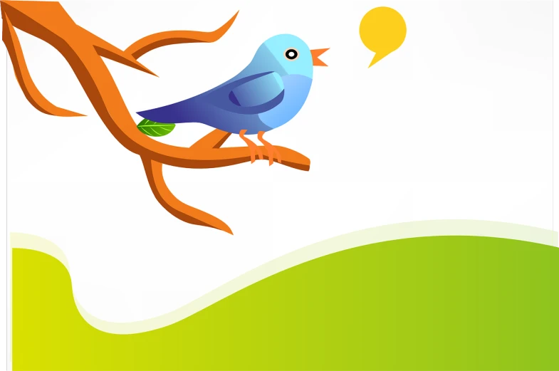 a blue bird sitting on top of a tree branch, an illustration of, happening, clean background trending, speech, logo for a social network, illustration]