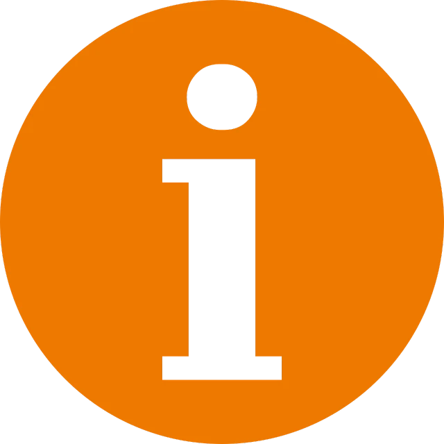 an orange circle with the letter i in it, art informel, information, black, station, low