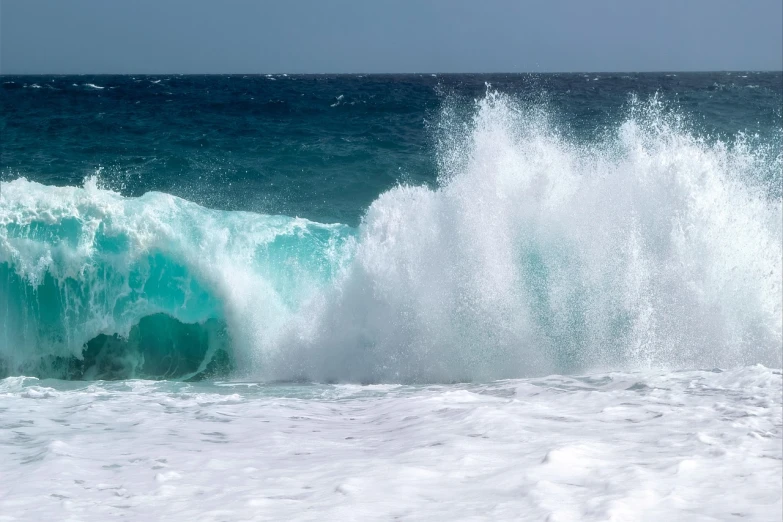 a man riding a wave on top of a surfboard, by Ken Elias, shutterstock, fine art, carribean turquoise water, crashing waves and sea foam, kauai springtime, ultra wide