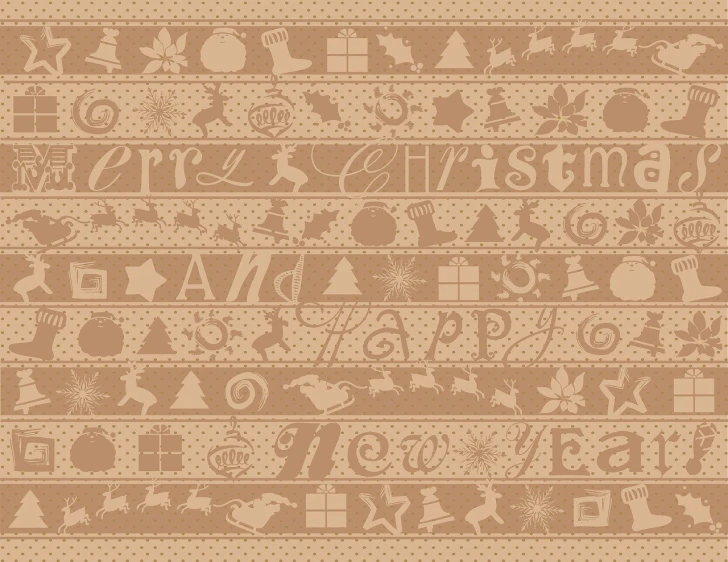 a pattern of christmas symbols on a brown background, a pastel, ascii art, the sims 4 texture, high quality image”, japanese text, background image