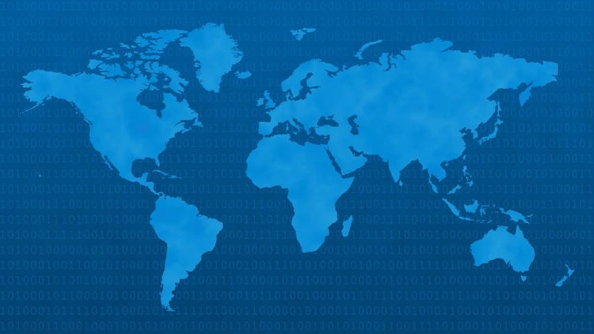 a map of the world on a blue background, a digital rendering, binary, closeup photo, customers, official photo