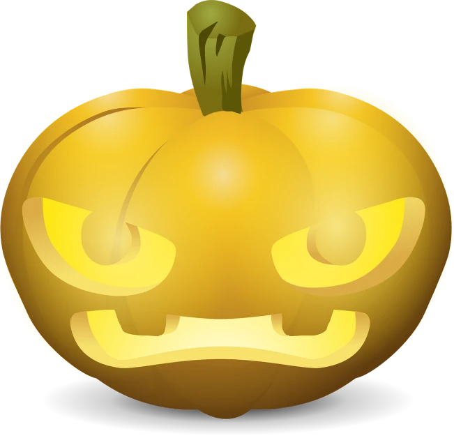 a halloween pumpkin with an angry face, a digital rendering, sōsaku hanga, golden, gloomcore illustration, it has lemon skin texture, hard lighting!
