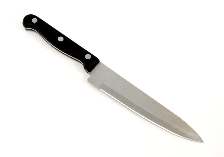 a close up of a knife on a white surface, a stock photo, by Robert Beatty, high detail product photo, side front view, 84mm, full product shot