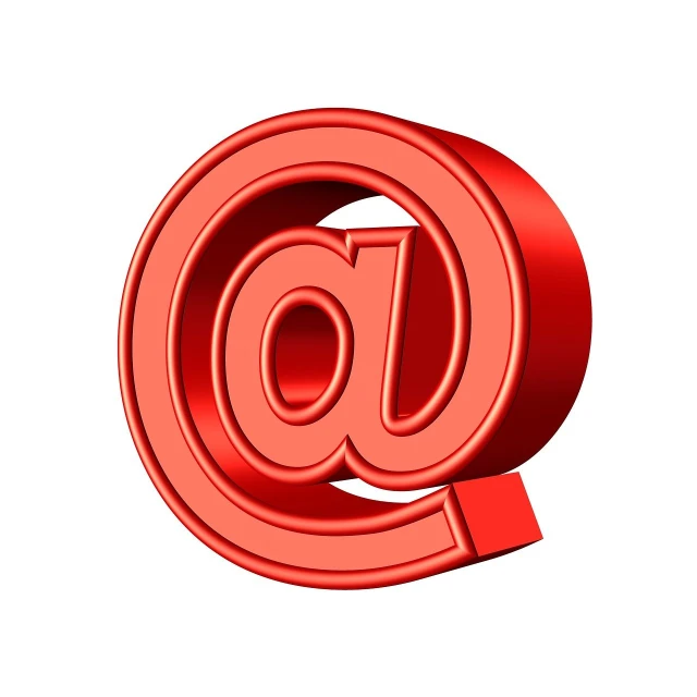 a red email symbol on a white background, a digital rendering, computer art, cinema 4d ray traced, for hire 3d artist, copper, advertising photo