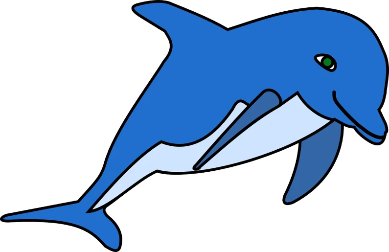 a cartoon dolphin swimming in the ocean, an illustration of, sōsaku hanga, 3/4 view from below, cobalt coloration, high school mascot, ( land )