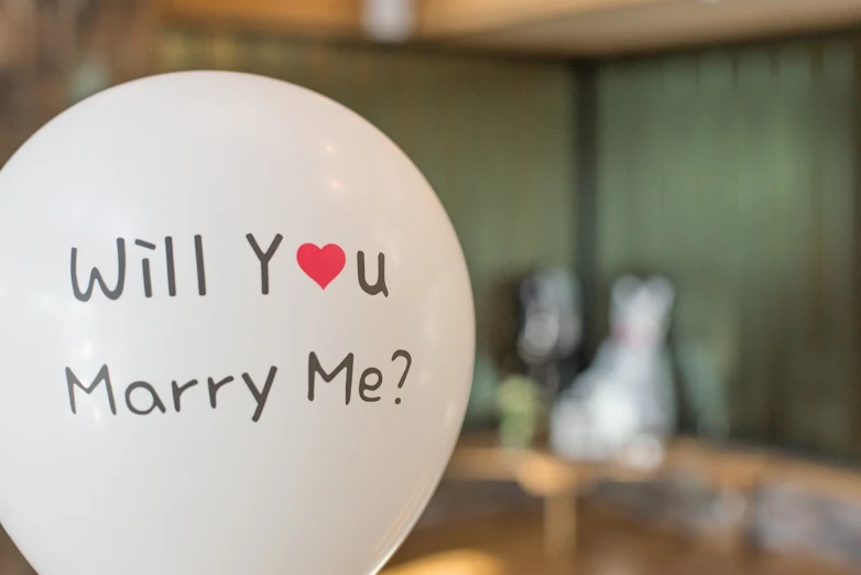 a white balloon with the words will you marry me written on it, a picture, about to consume you, taken with sony alpha 9, banner, ad image