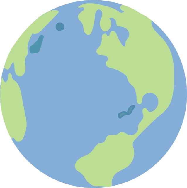 a blue and green globe on a black background, an illustration of, cartoonish and simplistic, earth and pastel colors, flat shading, back facing