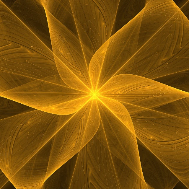 a computer generated image of a yellow flower, digital art, by William Gear, generative art, golden fabric background, star flares, glowing lines, sunbeams. digital illustration