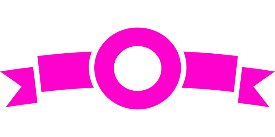 a pink ribbon with the letter o on it, a screenshot, inspired by Otto Eckmann, deviantart, sōsaku hanga, black light, avatar image, upper body only, round logo