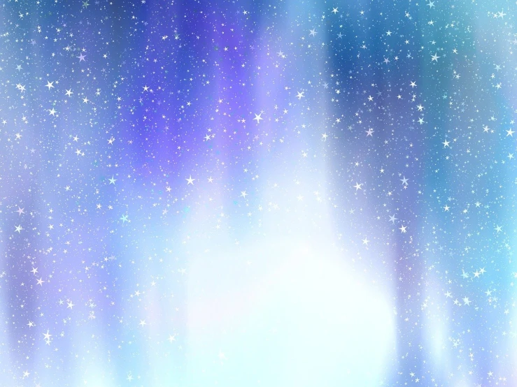 a blue sky filled with lots of stars, inspired by Kaii Higashiyama, light and space, blurred and dreamy illustration, pillars of ice background, rainbow aurora, winter blue drapery