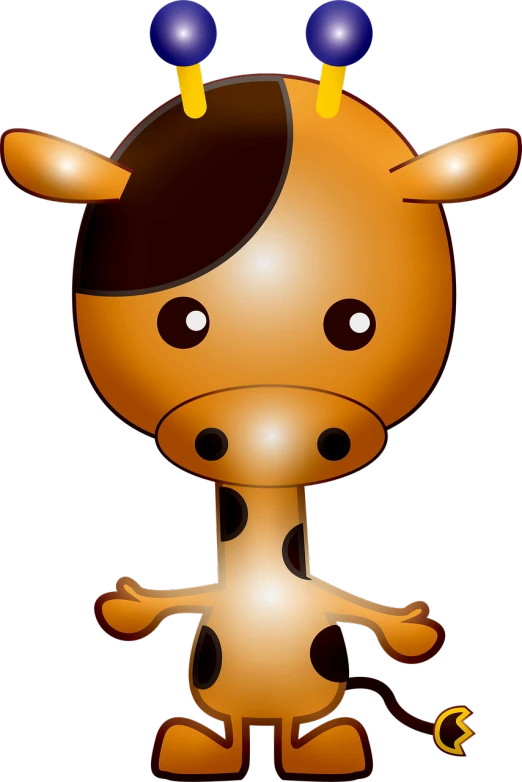 a cartoon giraffe standing in front of a black background, inspired by Nyuju Stumpy Brown, deviantart, digital art, cow, closeup!!!!!!, chibi, duck