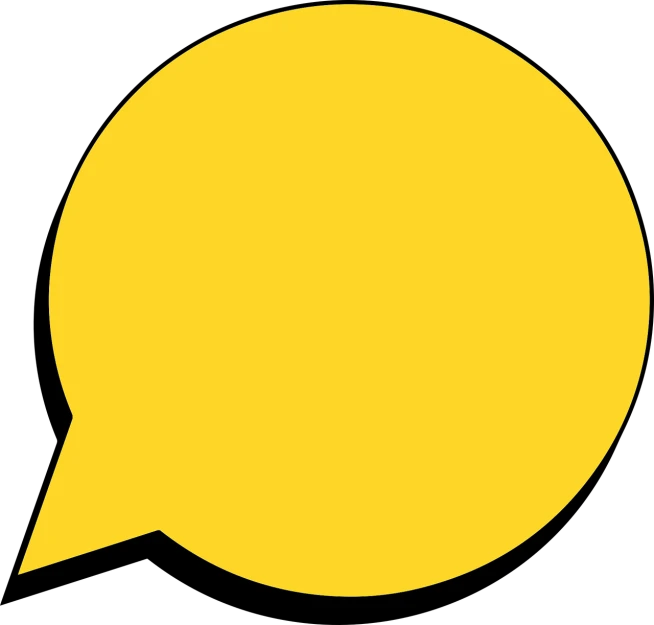 a yellow speech bubble on a black background, bauhaus, round-cropped, cut, solid background, npc talking