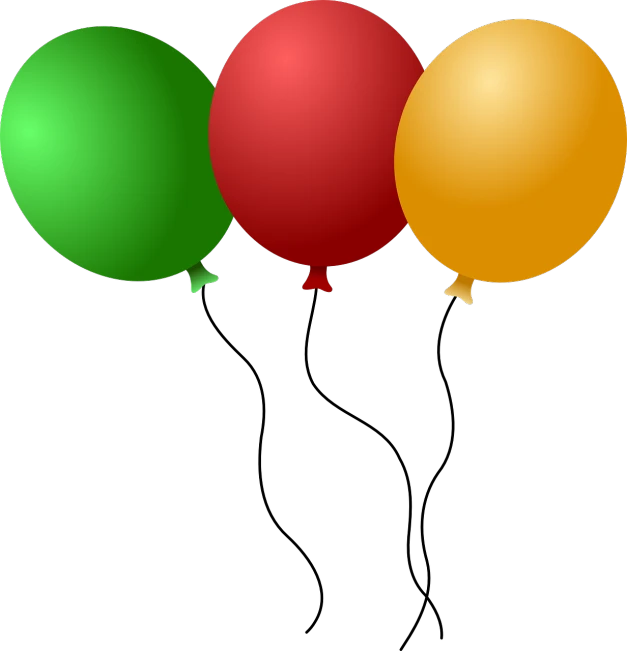 a group of balloons sitting next to each other, a screenshot, by Melissa A. Benson, computer art, black backround. inkscape, red green yellow color scheme, three fourths view, shiny!!