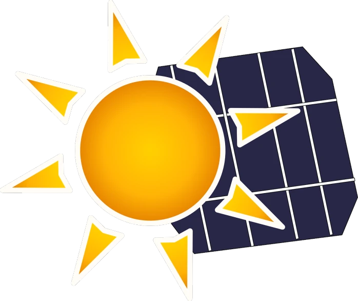 a solar panel with a sun in the middle of it, an illustration of, pixabay, rayonism, isolated on white background, the sun at their back, optimus sun orientation, sunflares;back to camera